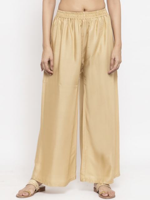 

NEUDIS Women Beige Solid Flared Leg Palazzos