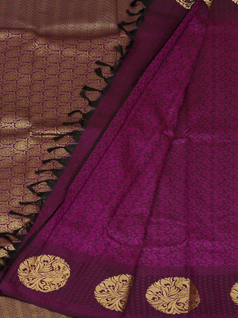 

Pothys Violet & Gold-Toned Art Silk Woven Design Saree