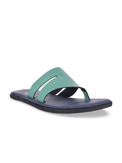 

SKO Men Blue Solid Leather Sandals, Green