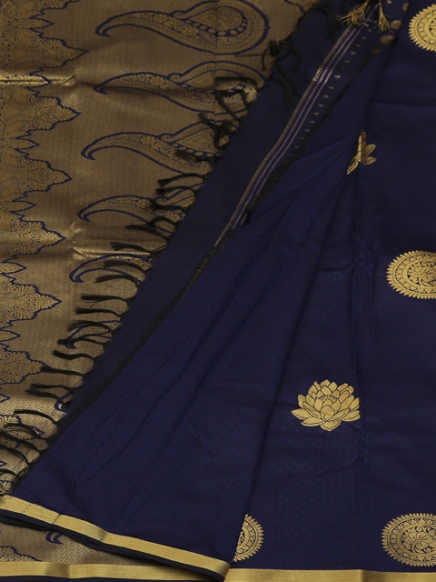 

Pothys Navy Blue & Gold-Toned Art Silk Woven Design Saree