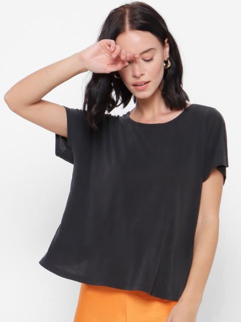 

FOREVER 21 Women Grey Solid Top