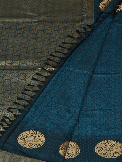 

Pothys Blue & Gold-Toned Art Silk Woven Design Saree