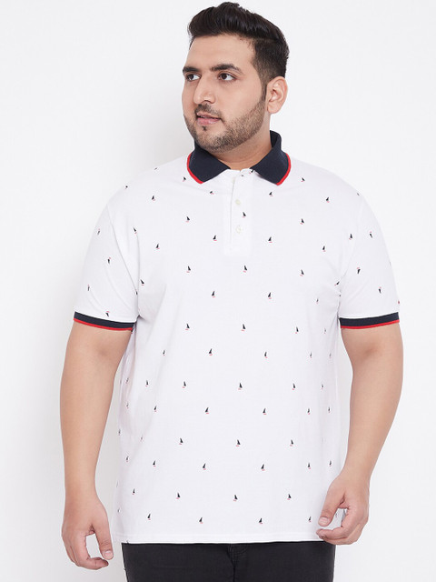 

bigbanana Men White Printed Polo Collar T-shirt