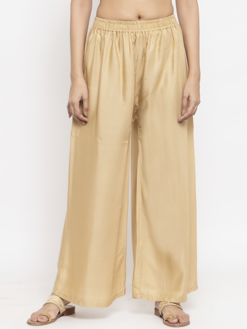 

NEUDIS Women Beige Solid Wide Leg Palazzos