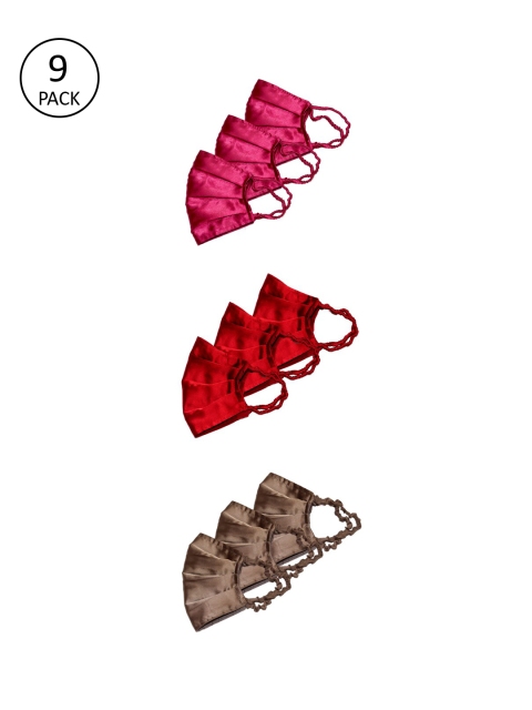 

Bellofox Women 9 Pcs Reusable Outdoor 3-Ply Satin Masks, Pink