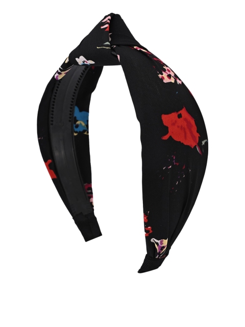 BuckleUp Women Black Printed Knot Detailed Hairband