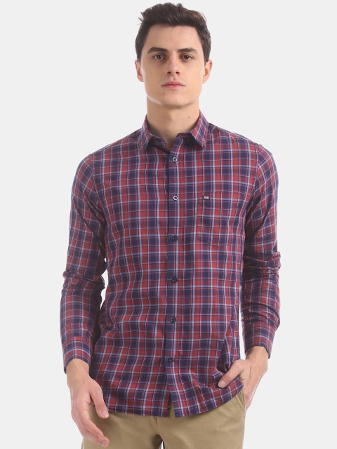 

Arrow Sport Men Red & Purple Regular Fit Checked Casual Shirt