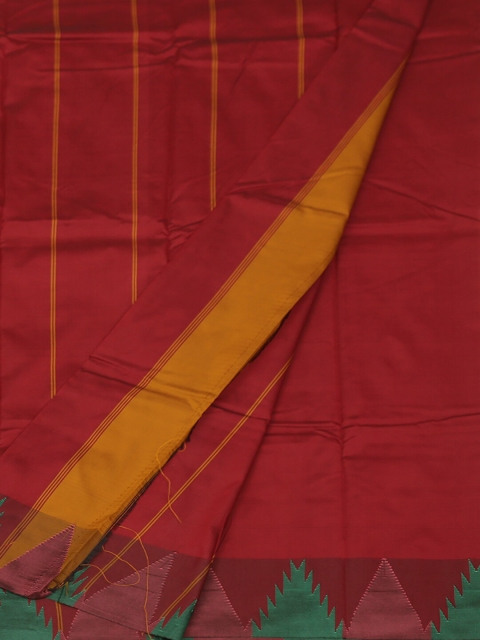 

Pothys Mustard Yellow & Maroon Art Silk Solid Saree