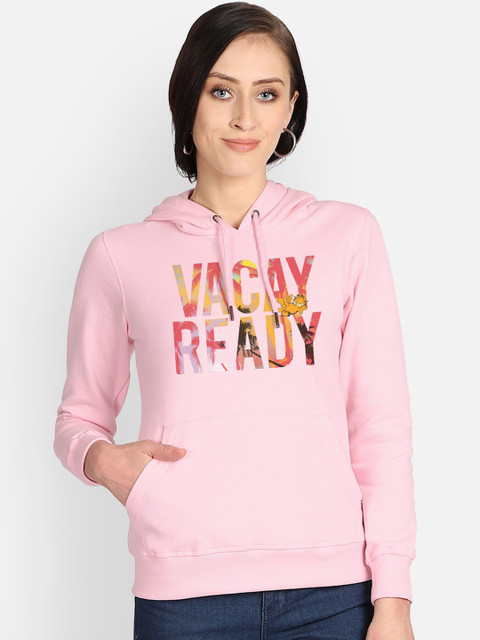 

Free Authority Women Pink Printed Hooded Sweatshirt