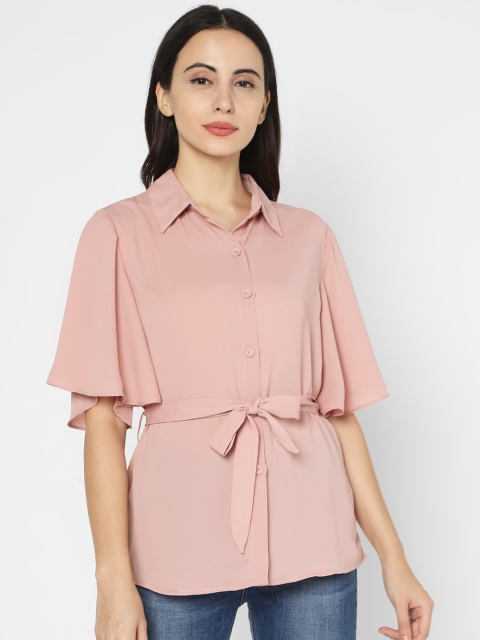 Deal Jeans Women Peach-Coloured Regular Fit Solid Casual Shirt