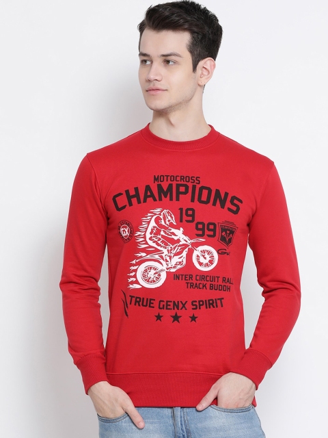 

Genx Men Red Printed Sweatshirt