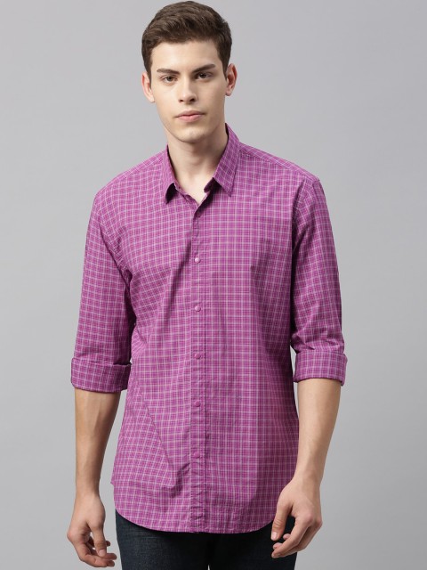 

RARE RABBIT Men Purple Tailored Fit Checked Casual Shirt