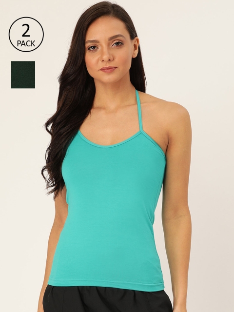 

Lady Lyka Women Pack Of 2 Solid Camisoles, Green