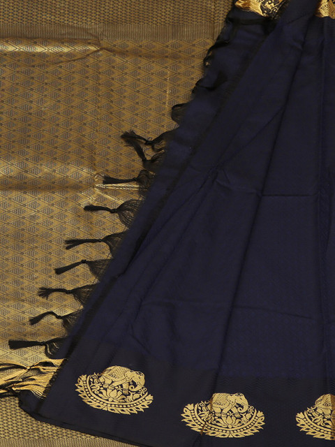

Pothys Navy Blue & Gold-Toned Art Silk Woven Design Saree