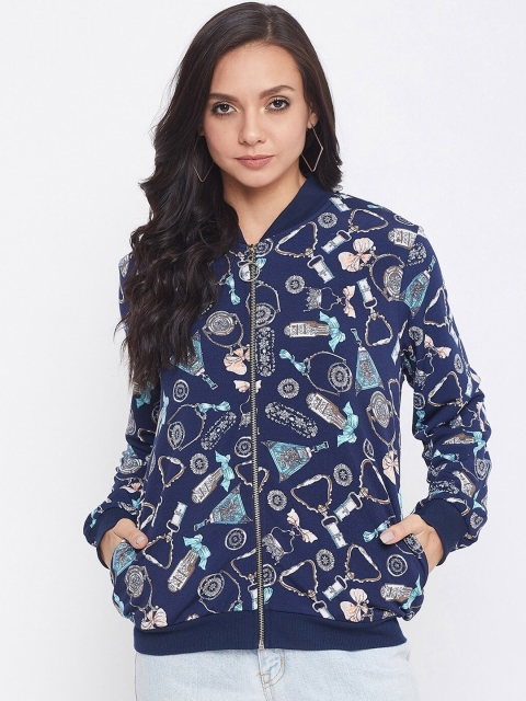 Austin wood Women Navy Blue Printed Sweatshirt