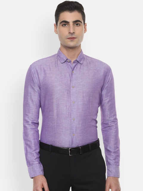 

Louis Philippe Men Purple Slim Fit Self Design Formal Linen Shirt