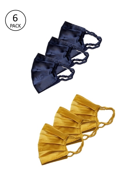 

Bellofox Women 6 Pcs Reusable Outdoor 3-Ply Satin Masks, Navy blue