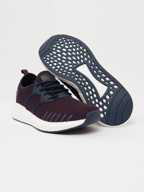 

shoexpress Men Navy Blue Textile Running Shoes