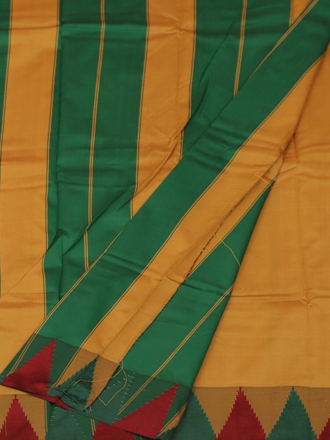 

Pothys Mustard Yellow & Green Art Silk Solid Saree