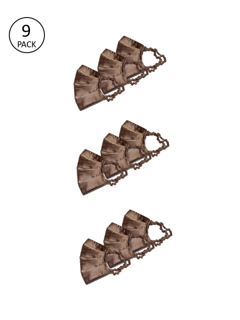 

Bellofox Women Pack of 9 Brown Solid 3-Ply Anti-Pollution Reusable Cloth Masks