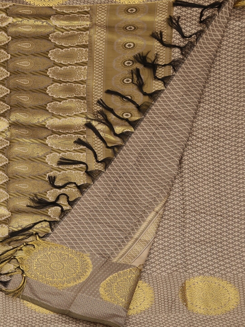 

Pothys Cream-Coloured & Gold-Toned Art Silk Woven Design Saree