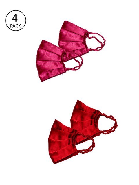 

Bellofox Women 4 Pcs Reusable Outdoor 3-Ply Satin Masks, Pink