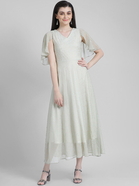 

Zink London Women Green Self Design Maxi Dress