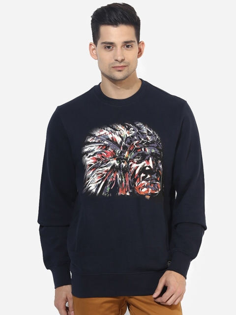

Red Chief Men Navy Blue & Brown Printed Sweatshirt