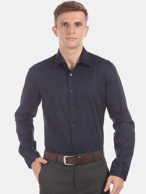 

Arrow Men Navy Blue Regular Fit Self-Design Formal Shirt