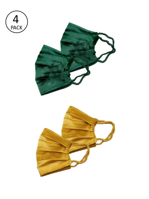 

Bellofox Women 4 Pcs 3-Ply Reusable Outdoor Satin Masks, Green
