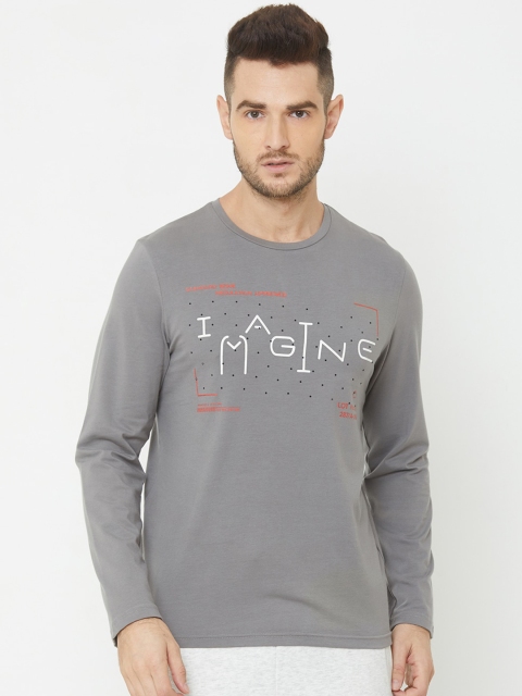 

Sweet Dreams Men Grey Printed Round Neck T-shirt