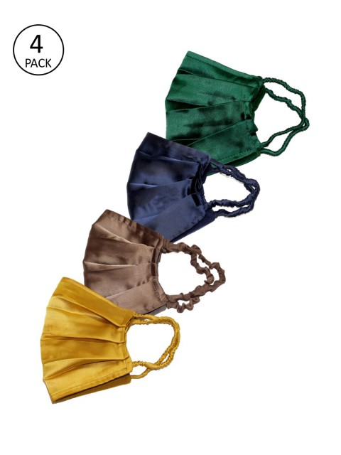

Bellofox Women 4 Pcs Reusable Outdoor 3-Ply Satin Masks, Green