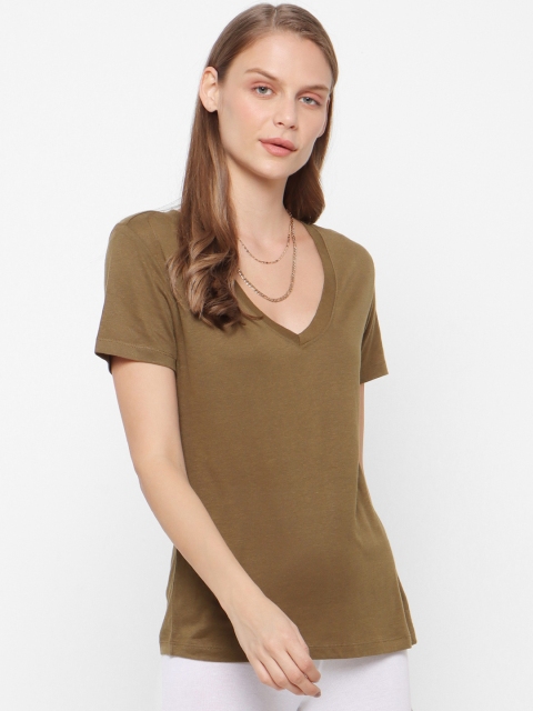 

FOREVER 21 Women Green Solid Knitted Top
