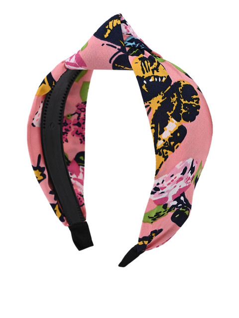 

BuckleUp Women Pink & Navy Printed Knot Detailed Hairband