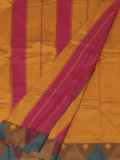 Pothys Magenta & Mustard Yellow Art Silk Solid Saree