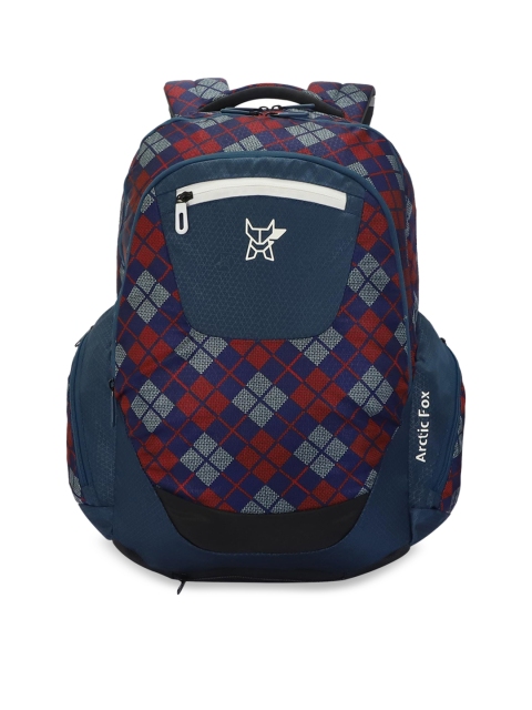 

Arctic Fox Unisex Navy Blue Scott Checks Printed Medium Backpack