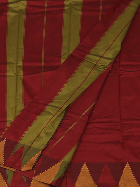 

Pothys Olive Green & Maroon Art Silk Solid Saree