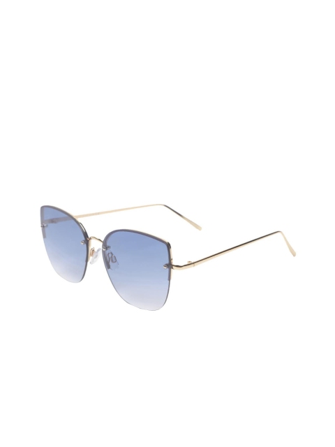 

FOREVER 21 Women Blue Lens & Gold-Toned Cateye Sunglasses 39787302