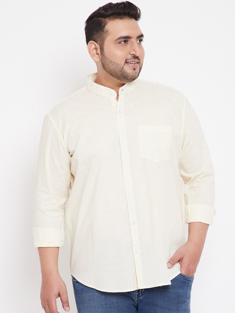 

Instafab Plus Men Cream-Coloured Regular Fit Solid Casual Shirt