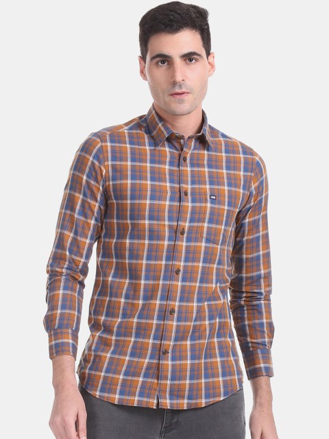 

Arrow Sport Men Blue & Brown Slim Fit Checked Casual Shirt
