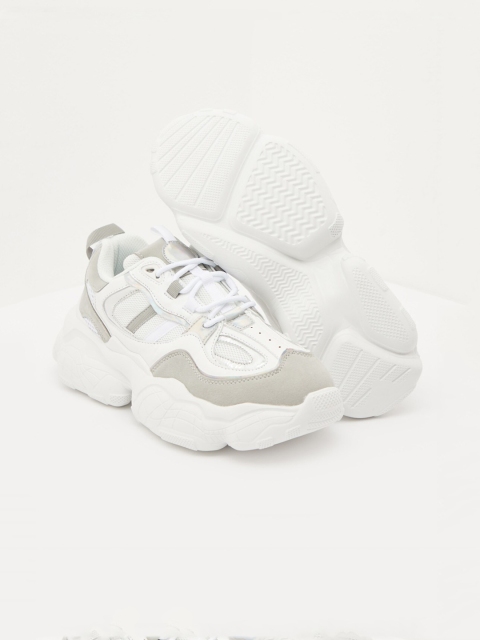 

shoexpress Women White Textured Lace-Up Sneakers