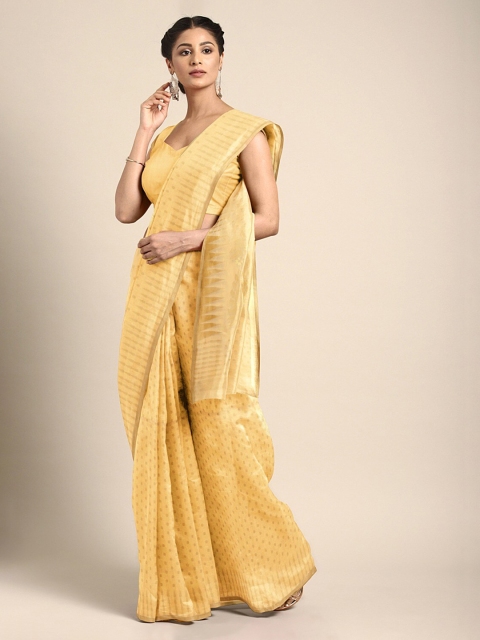 

Mitera Yellow Silk Cotton Printed Jamdani Saree