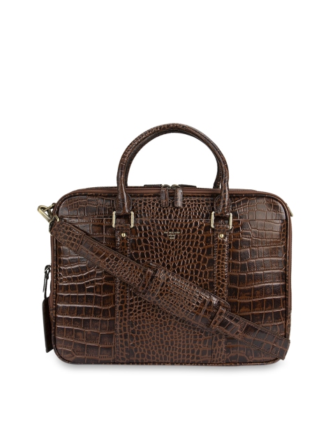 

Da Milano Men Brown Textured Leather Laptop Bag