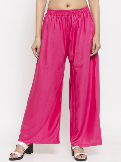 

NEUDIS Women Pink Solid Straight Fit Palazzos