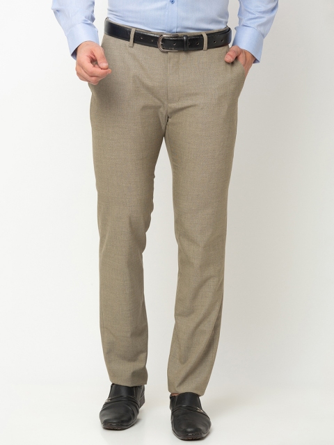 

Globus Men Beige Regular Fit Solid Formal Trousers