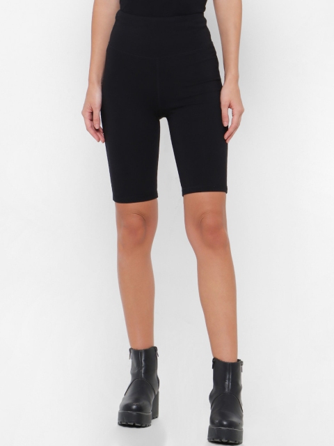 

FOREVER 21 Women Black Solid Regular Fit Shorts