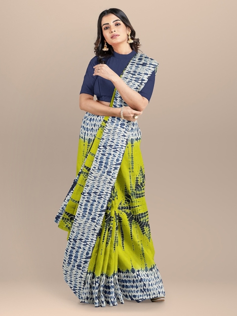 

BharatSthali Blue & Green Pure Cotton Dyed Handloom Saree