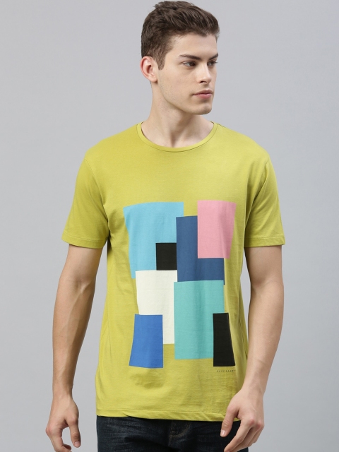 

RARE RABBIT Men Lime Green Printed Round Neck T-shirt