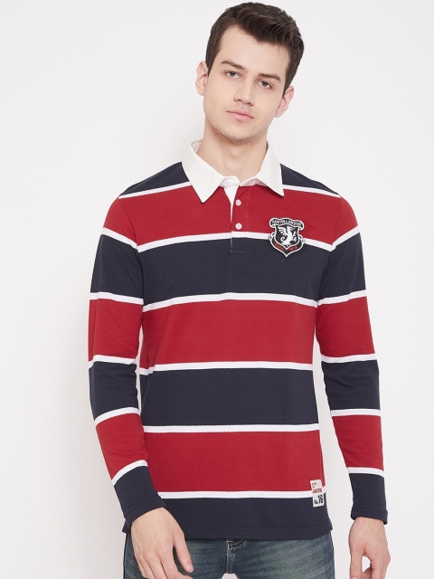 

Austin wood Men Multicoloured Striped Polo Collar T-shirt, Multi