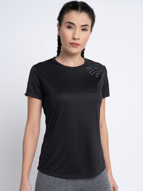

Cultsport Women Black Solid Round Neck T-shirt